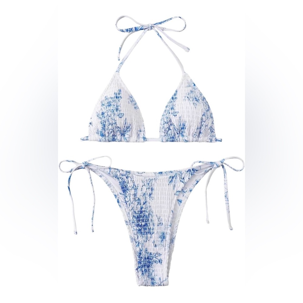 VOLAFA Women's 2 Piece Bikini Set Halter String Triangle Tie Side Swimsuit Small